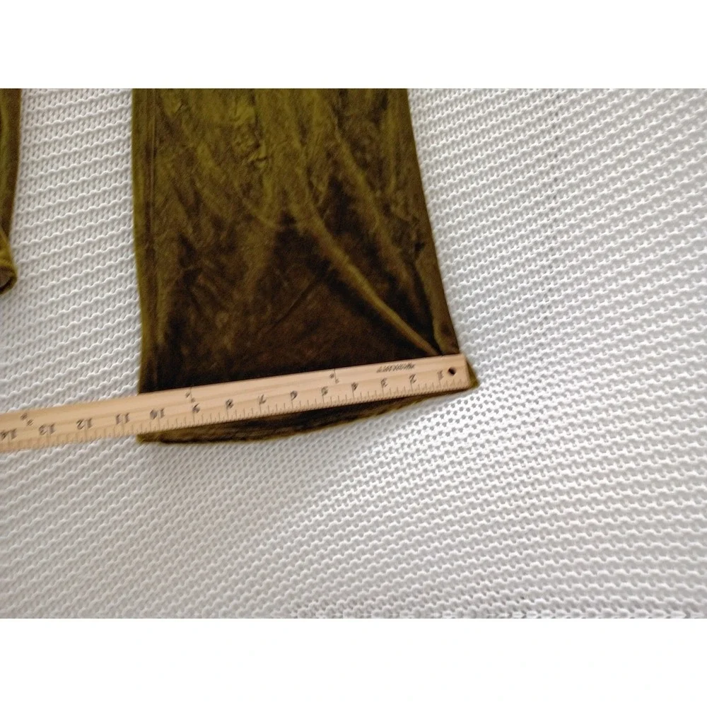 Anthropologie Olive Green Velvet Wide Leg Pants High Rise PullOn W25-29x32T $148